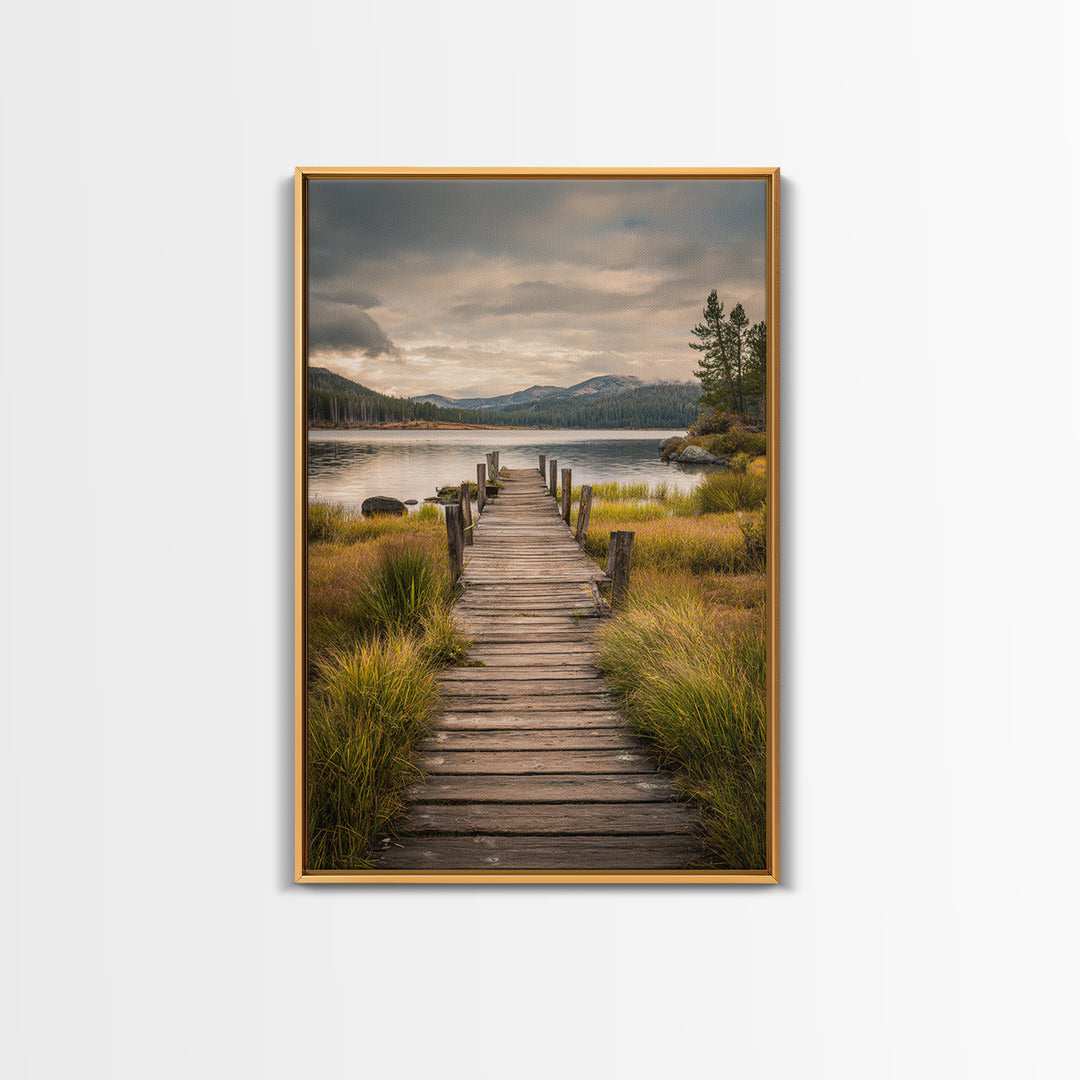 Quiet Lake Dock at Early Morning Canvas Print, Bed and Breakfast Art, Decor, Living Room Decor, Fine Art, Dopamine Decor, BAB-2x3-54