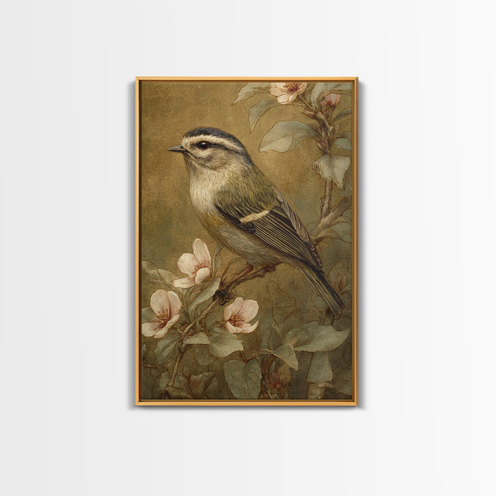 Small Bird on a Flowering Branch Canvas Print, Bed and Breakfast Art, Printable, Living Room Decor, Oil Painting, BAB-2x3-70
