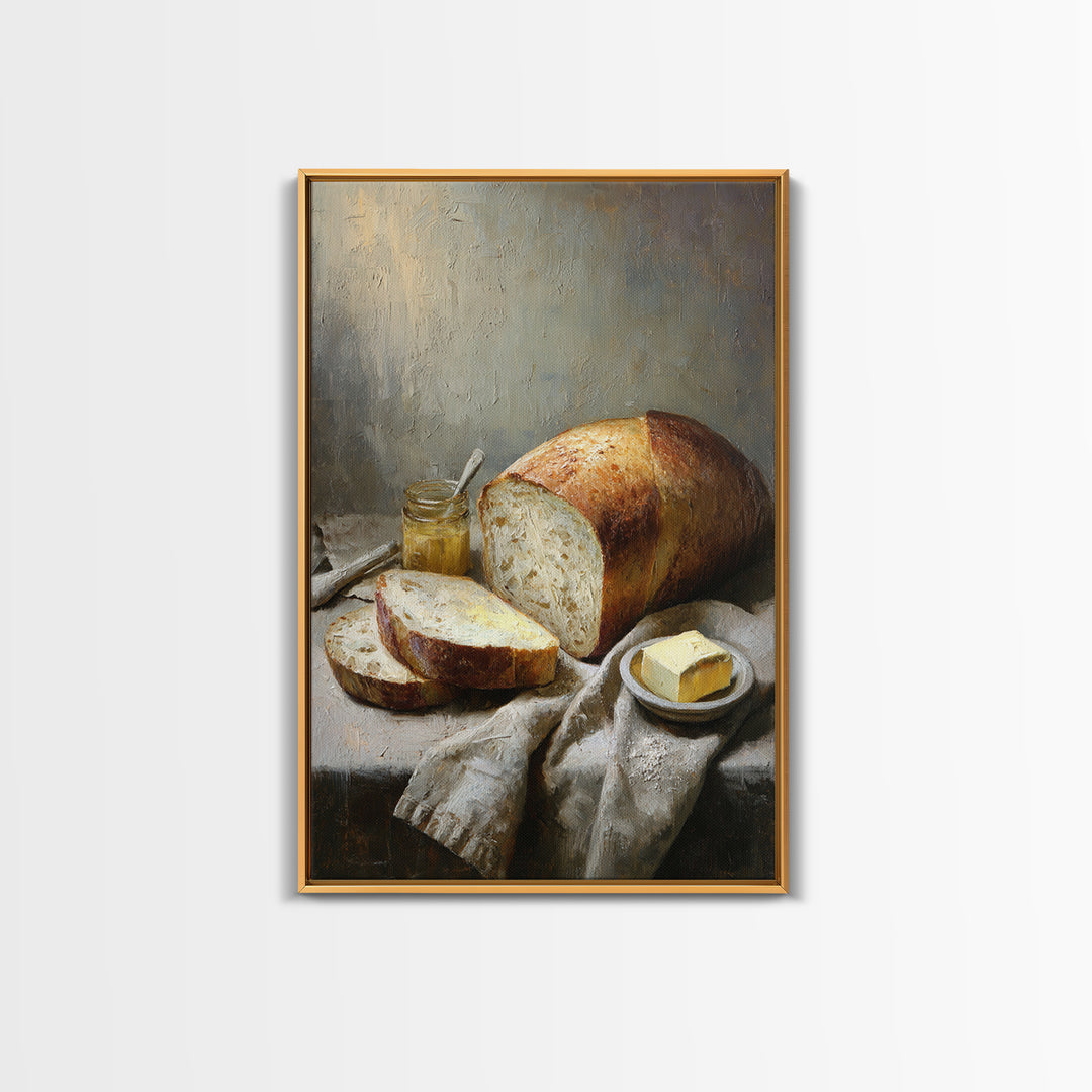 Freshly Baked Bread Framed Canvas Print, Bed and Breakfast Art, Farmhouse Wall Art, Living Room Decor, Fine Art, BAB-2x3-76