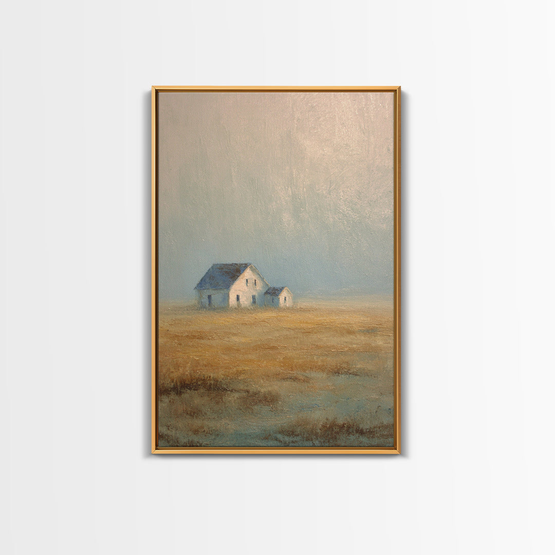 Old Farmhouse Landscape Framed Canvas Print, Bed and Breakfast Art, Coffee Wall Art, Living Room Decor, Oil Painting, BAB-2x3-87
