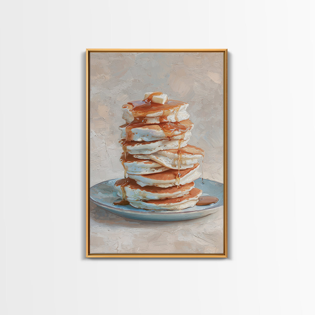 Blueberry Pancakes Still Life Framed Canvas Print, Bed and Breakfast Art, Dopamine Decor, Living Room Decor, Fine Art, BAB-2x3-88