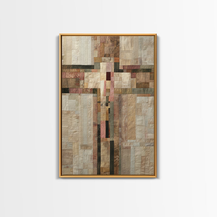 Quilt Pattern Folk Art Composition Canvas Print, Bed and Breakfast Art, Folk Art, Living Room Decor, Fine Art, BAB-2x3-91