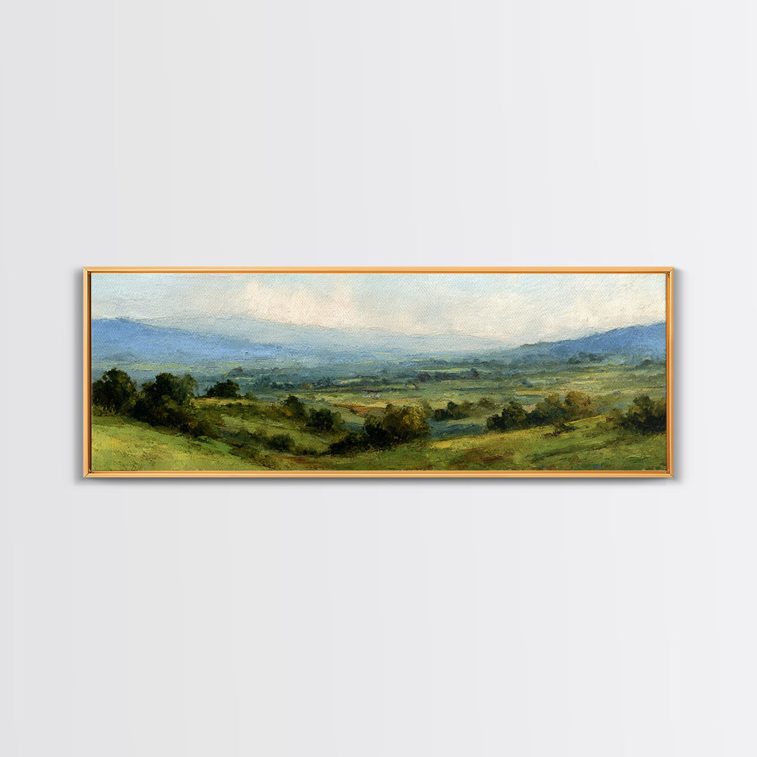Classic Landscape with Rolling Green Hills Canvas Print, Bed and Breakfast Art, Bedroom Wall Decor, Living Room Decor, BAB-3x1-16