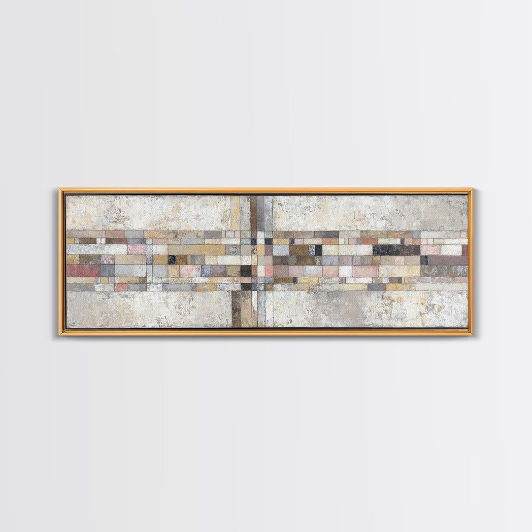 Quilt Pattern Folk Art Composition Canvas Print, Bed and Breakfast Art, Fine Art Print, Living Room Decor, Fine Art, BAB-3x1-3