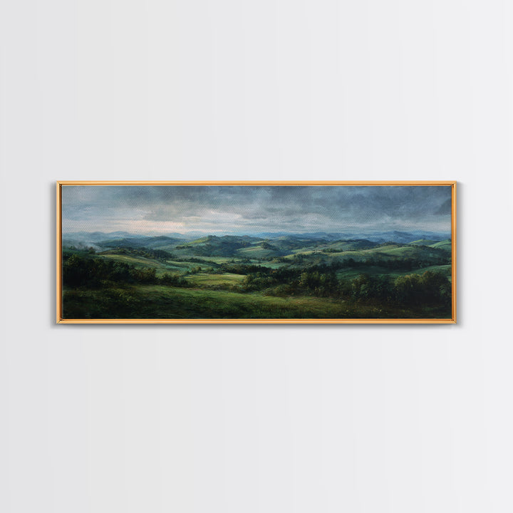 Classic Landscape with Rolling Green Hills Canvas Print, Bed and Breakfast Art, Luxury Decor, Living Room Decor, BAB-3x1-64
