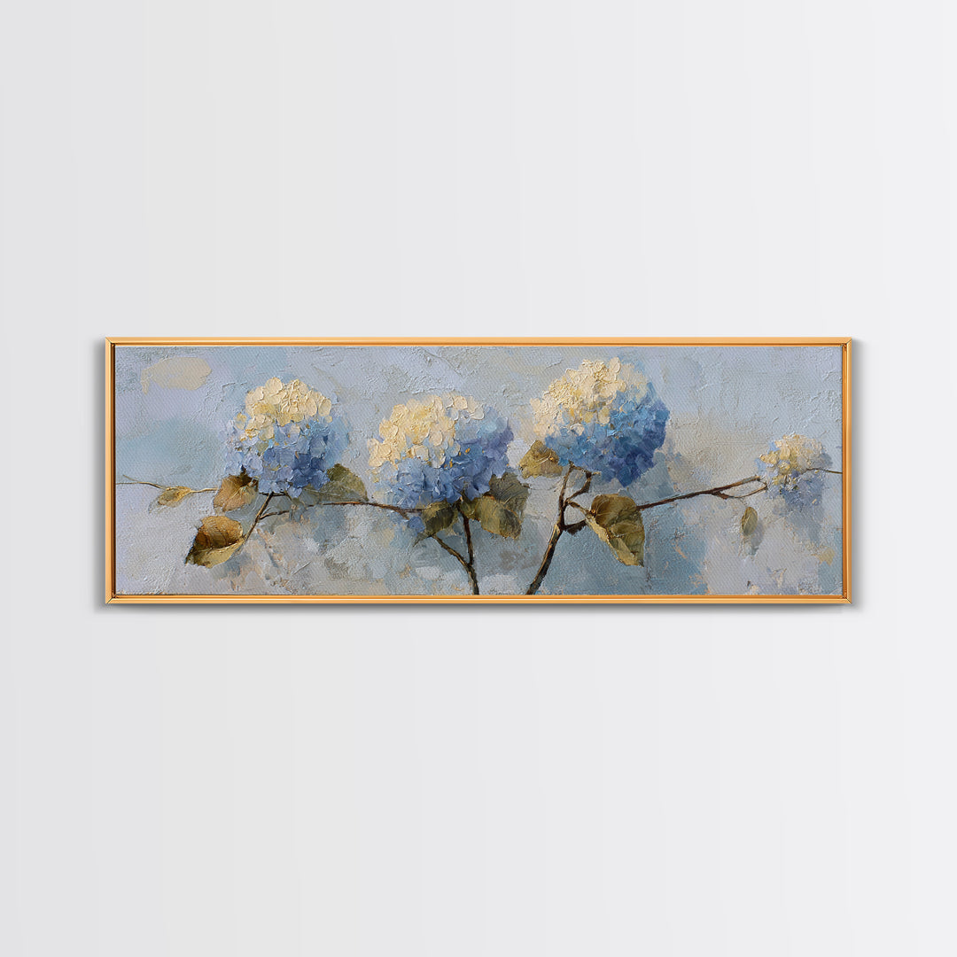 Sunlit Hydrangeas on a Windowsill Canvas Print, Bed and Breakfast Art, Farmhouse Wall Decor, Living Room Decor, BAB-3x1-74