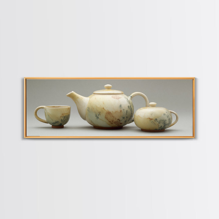 Porcelain Teapot and Scones Canvas Print, Bed and Breakfast Art, Wall Decor, Living Room Decor, Fine Art, Dopamine Decor, BAB-3x1-76