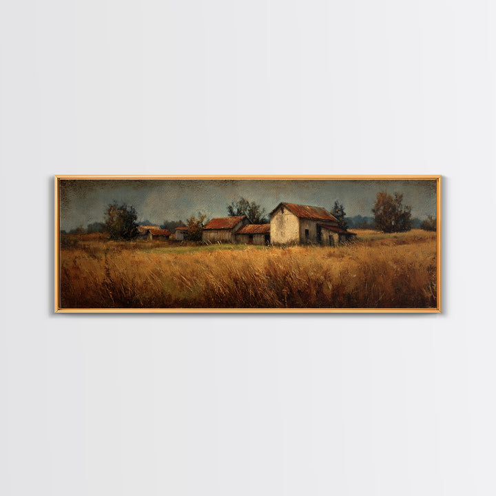 Apple Orchard Scene Framed Canvas Print, Bed and Breakfast Art, Coffee Wall Art, Living Room Decor, Fine Art, BAB-3x1-77