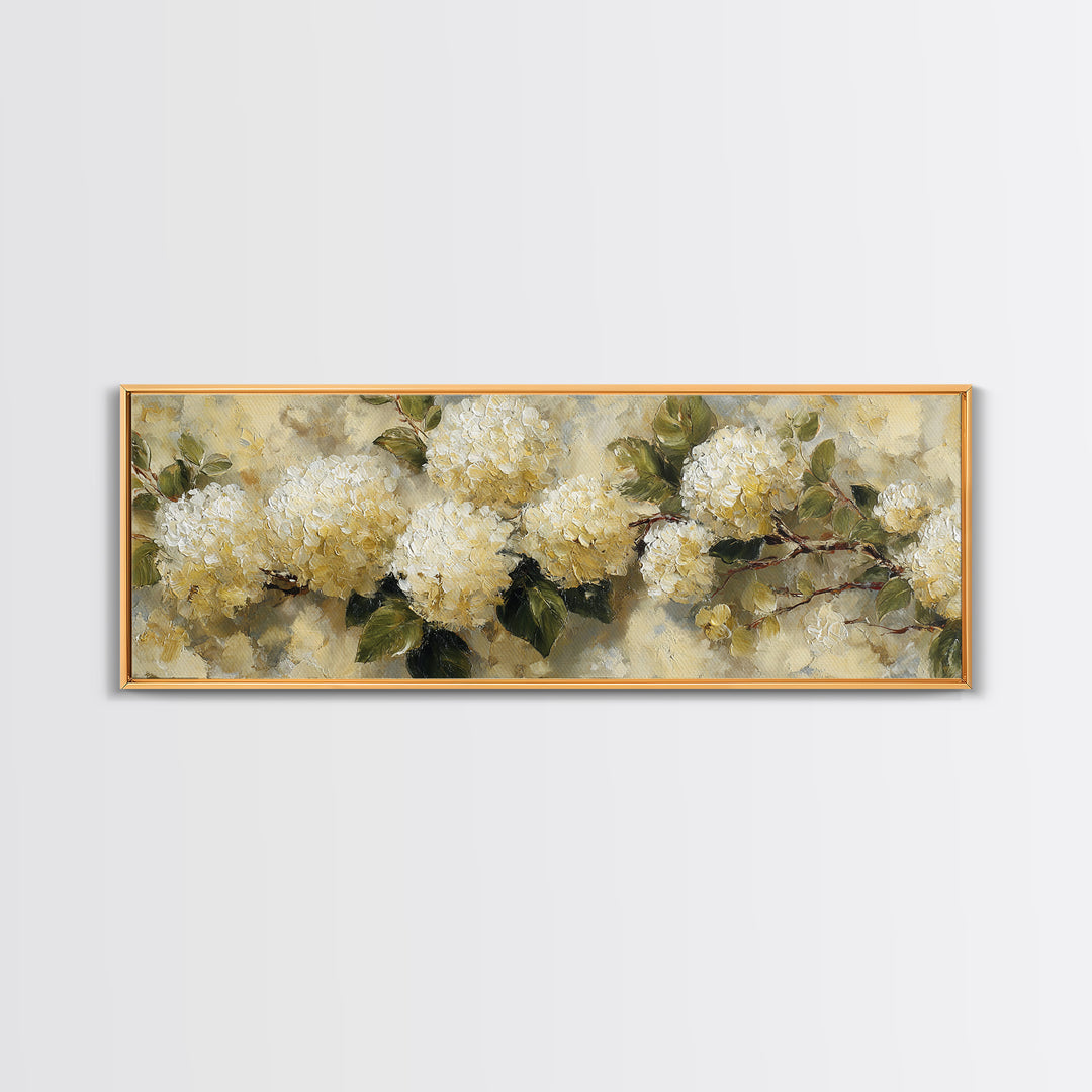 Sunlit Hydrangeas on a Windowsill Canvas Print, Bed and Breakfast Art, Coffee Wall Art, Living Room Decor, Fine Art, BAB-3x1-98