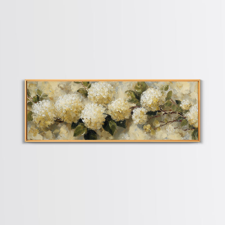Sunlit Hydrangeas on a Windowsill Canvas Print, Bed and Breakfast Art, Coffee Wall Art, Living Room Decor, Fine Art, BAB-3x1-98