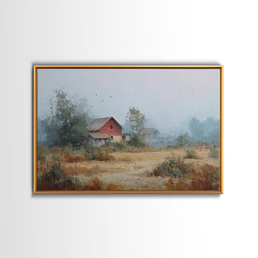 Old Farmhouse Landscape Framed Canvas Print, Bed and Breakfast Art, Room Decor, Living Room Decor, Fine Art, BAB-3x2-35