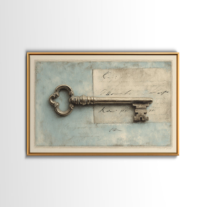 Antique Key and Handwritten Letter Arrangement Without Canvas Print, Bed and Breakfast Art, Bedroom Art, Living Room Decor, BAB-3x2-37