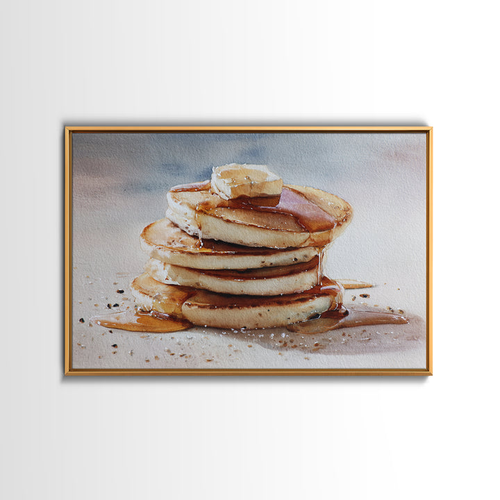 Blueberry Pancakes Still Life Framed Canvas Print, Bed and Breakfast Art, Textured Painting, Living Room Decor, Fine Art, BAB-3x2-60