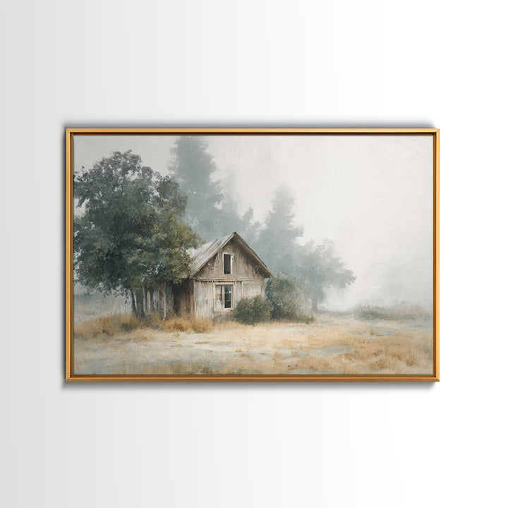 Old Farmhouse Landscape Canvas Print, Bed and Breakfast Art, Wood Wall Art, Living Room Decor, Oil Painting, BAB-3x2-83