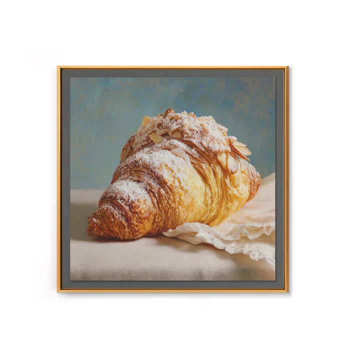 Almond Croissant Closeup Canvas Print, Bakery Art, Kitchen Prints, Bakery Decor, Oil Painting, Patisserie, Fine Art, Kids Art, BAK-1x1-15