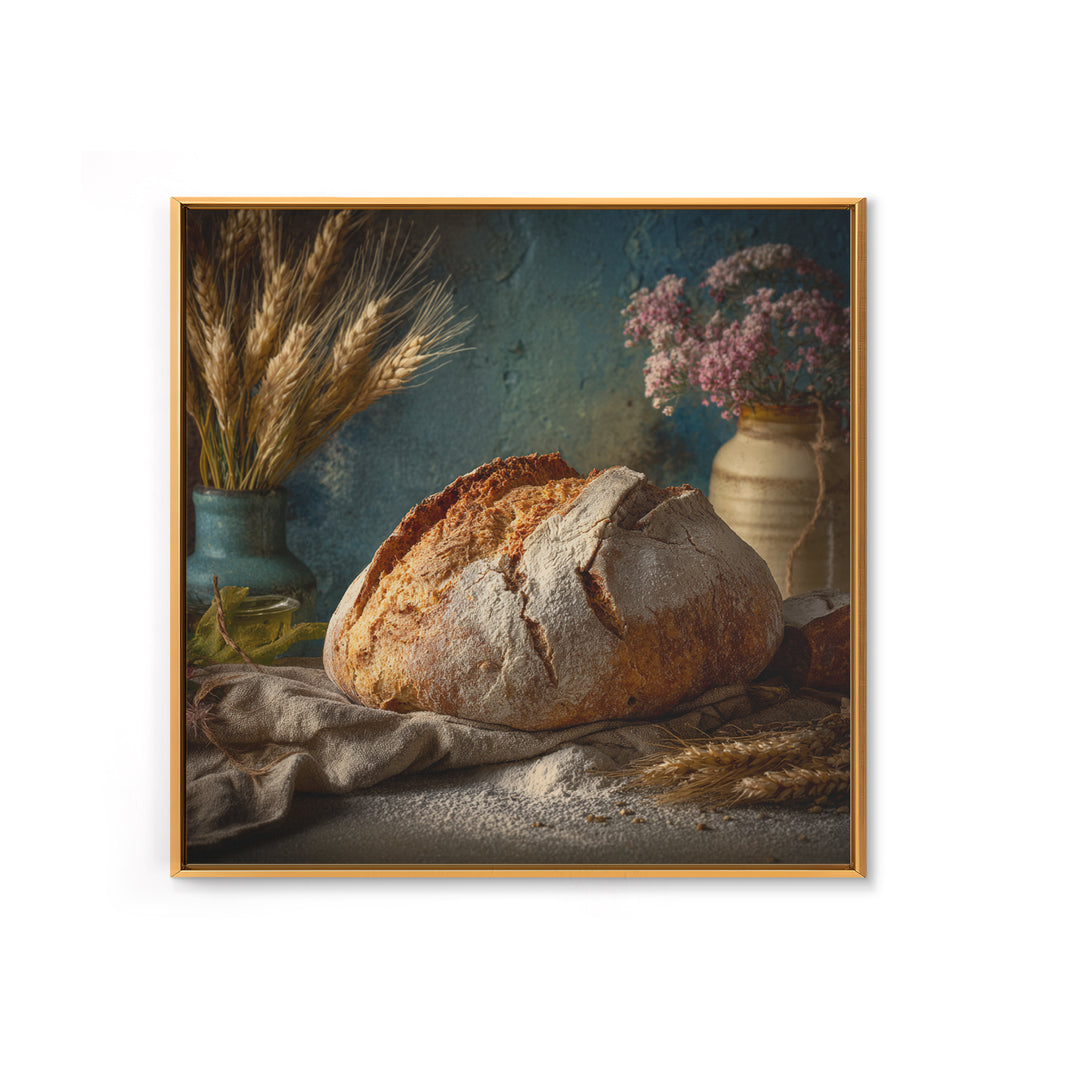 Rustic Loaf of Bread Framed Canvas Print, Bakery Art, Kitchen Wall Art, Bakery Decor, Oil Painting, Patisserie, BAK-1x1-28