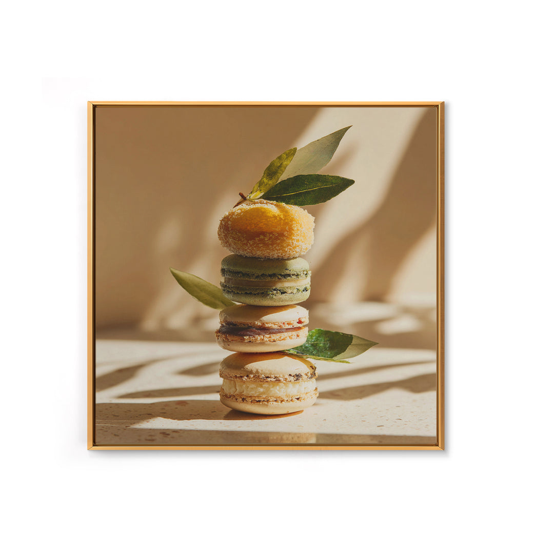 Single Perfect Macaron Tower Framed Canvas Print, Bakery Art, Bakery, Bakery Decor, Oil Painting, Patisserie, Minimalist Decor, BAK-1x1-51