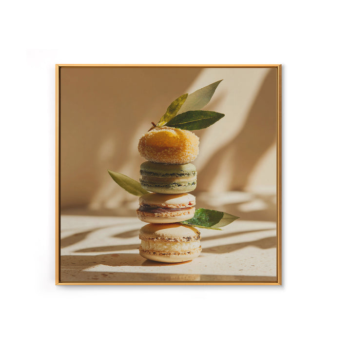Single Perfect Macaron Tower Framed Canvas Print, Bakery Art, Bakery, Bakery Decor, Oil Painting, Patisserie, Minimalist Decor, BAK-1x1-51