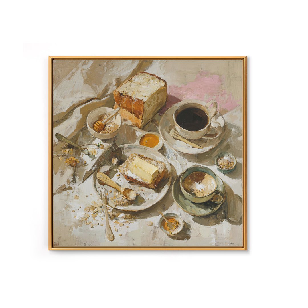Painterly Eclair and Coffee Still Life Canvas Print, Bakery Art, Kitchen Art Print, Bakery Decor, Fine Art, Patisserie, BAK-1x1-60