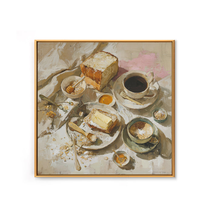 Painterly Eclair and Coffee Still Life Canvas Print, Bakery Art, Kitchen Art Print, Bakery Decor, Fine Art, Patisserie, BAK-1x1-60