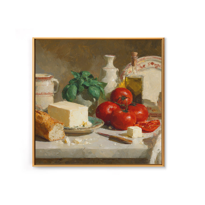 Baguette and Butter Still Life on Marble Framed Canvas Print, Bakery Art, Digital Print, Bakery Decor, Fine Art, Patisserie, BAK-1x1-8
