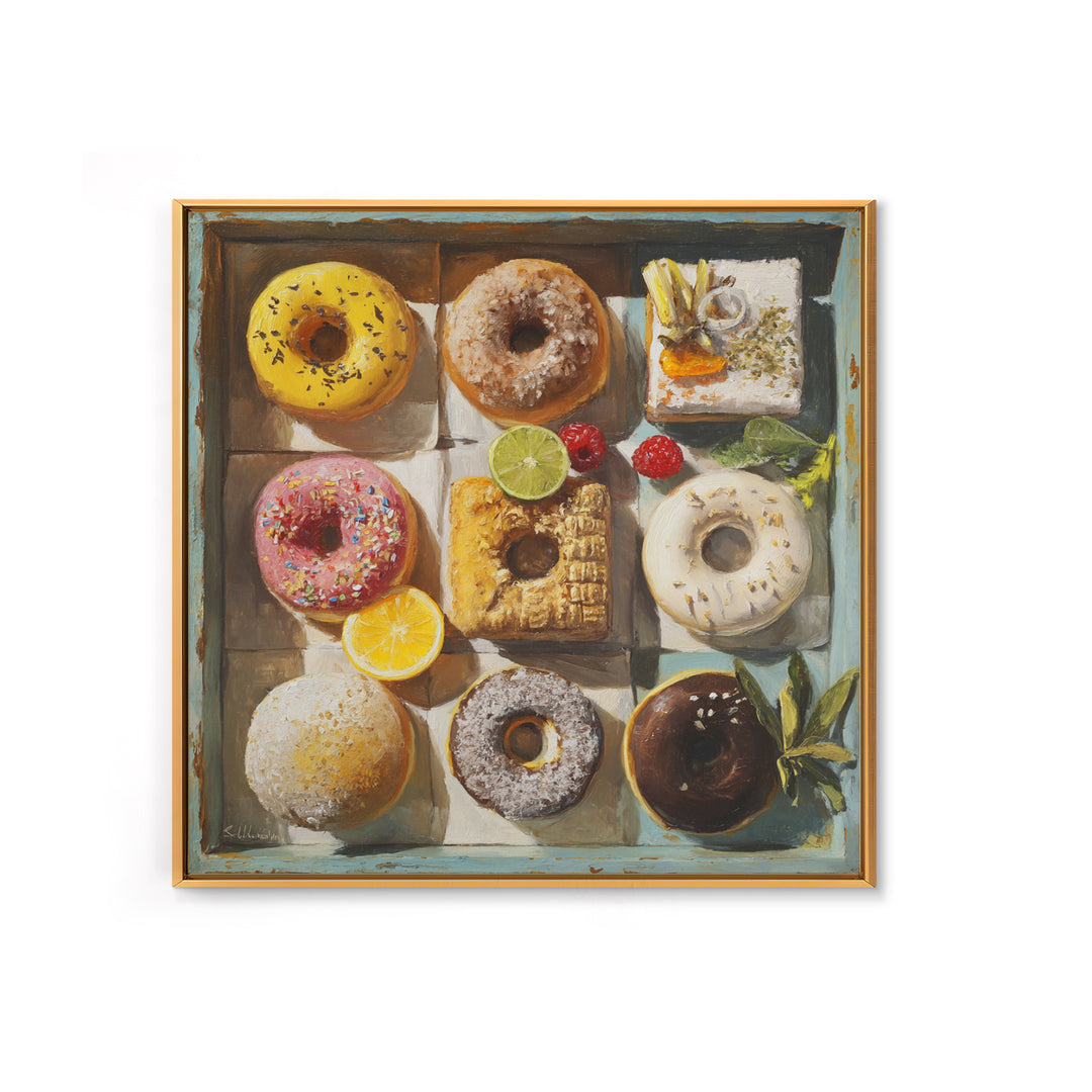 Whimsical Donut Assortment Canvas Print, Bakery Art, Print, Bakery Decor, Fine Art, Patisserie, Food Art, Kitchen Print, BAK-1x1-81