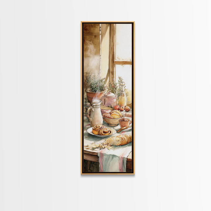 Cinnamon Rolls in a Warm Country Kitchen Canvas Print, Bakery Art, Watercolor Art, Bakery Decor, Fine Art, Patisserie, BAK-1x3-23