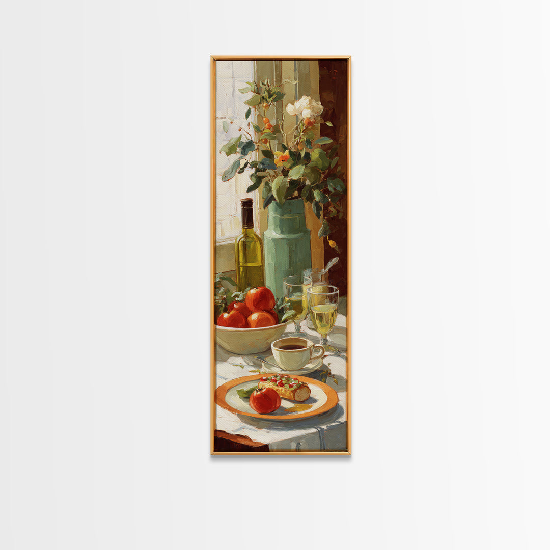 Painterly Eclair and Coffee Still Life Framed Canvas Print, Bakery Art, Print, Bakery Decor, Fine Art, Patisserie, Food Art, BAK-1x3-24