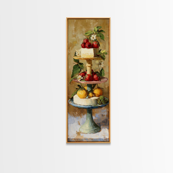 Pastel Cake Stand Canvas Print, Bakery Art, Kitchen Art, Bakery Decor, Patisserie, Neutral Wall Art, Aesthetic Wall Art, BAK-1x3-25