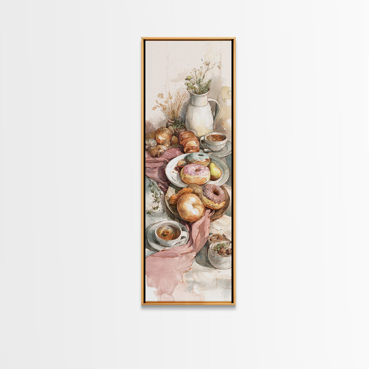 Whimsical Donut Assortment Framed Canvas Print, Bakery Art, Wall Art, Bakery Decor, Oil Painting, Patisserie, BAK-1x3-45