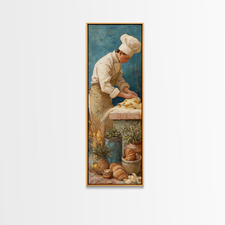 Baker Hands Shaping Dough Framed Canvas Print, Bakery Art, Textured Painting, Bakery Decor, Fine Art, Patisserie, Printable Art, BAK-1x3-53
