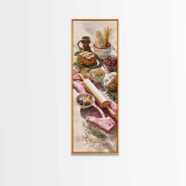 Patisserie Pattern of Rolling Pins and Pastries Canvas Print, Bakery Art, Bakery Decor, Abstract Art, Patisserie, BAK-1x3-57