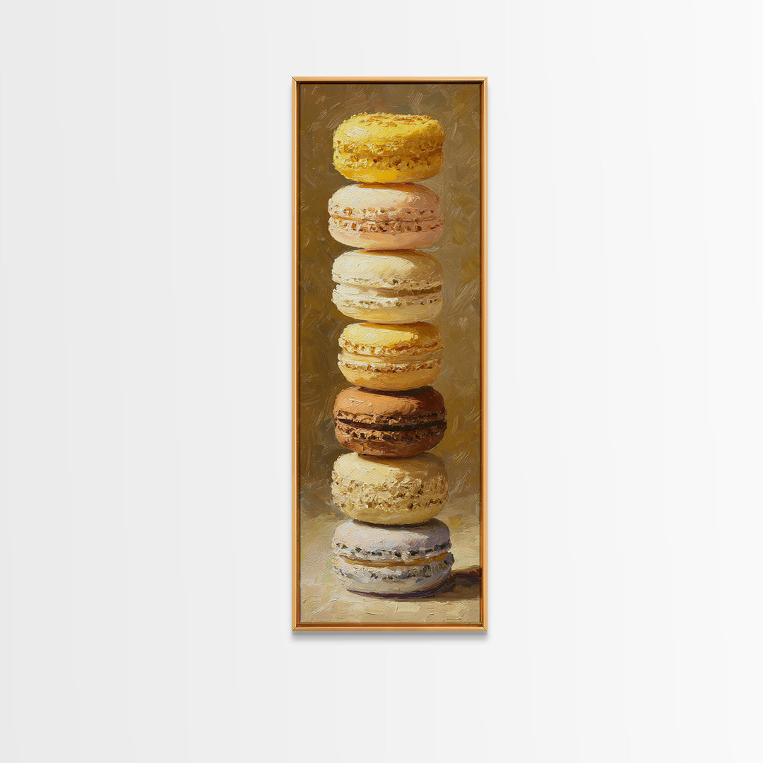 Single Perfect Macaron Tower Canvas Print, Bakery Art, Bakery, Bakery Decor, Oil Painting, Patisserie, Minimalist Decor, BAK-1x3-63