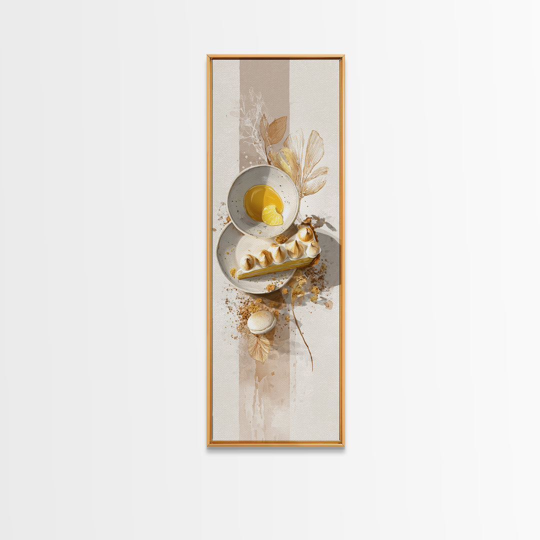 Lemon Meringue Pie Slice Framed Canvas Print, Bakery Art, Modern Decor, Bakery Decor, Fine Art, Patisserie, Wall Decor, BAK-1x3-70