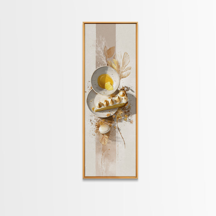Lemon Meringue Pie Slice Framed Canvas Print, Bakery Art, Modern Decor, Bakery Decor, Fine Art, Patisserie, Wall Decor, BAK-1x3-70