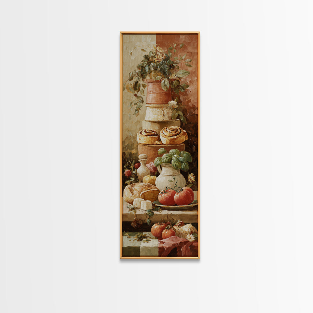 Cinnamon Rolls in a Warm Country Kitchen Framed Canvas Print, Bakery Art, Gallery Decor, Bakery Decor, Fine Art, Patisserie, BAK-1x3-71