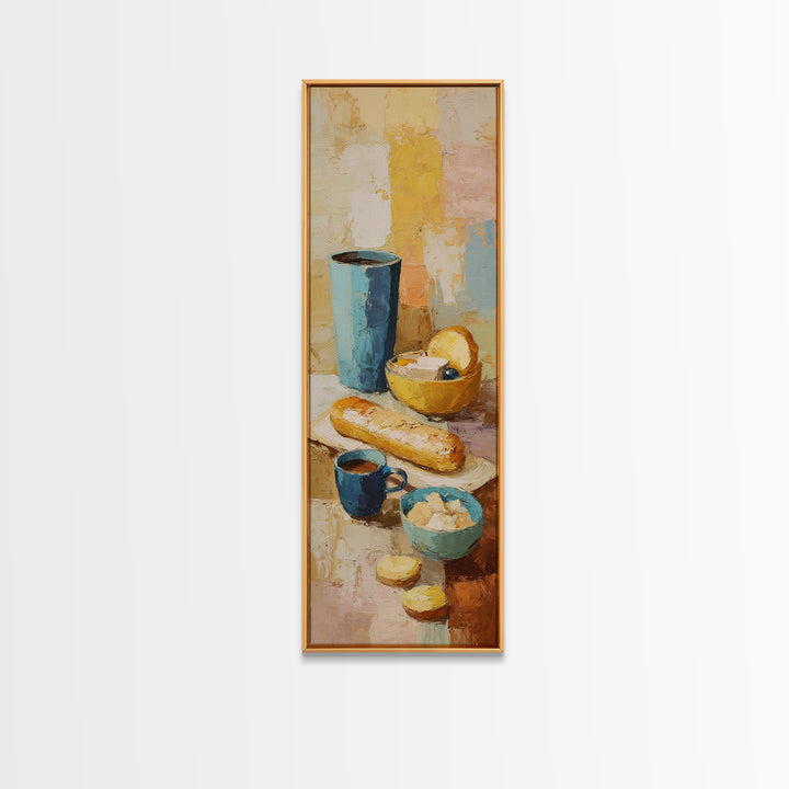 Painterly Eclair and Coffee Still Life Canvas Print, Bakery Art, Kitchen Art Print, Bakery Decor, Fine Art, Patisserie, BAK-1x3-72