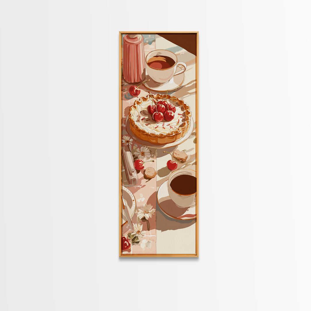 Retro Diner Pie Illustration Framed Canvas Print, Bakery Art, Watercolor Print, Bakery Decor, Oil Painting, Patisserie, BAK-1x3-76