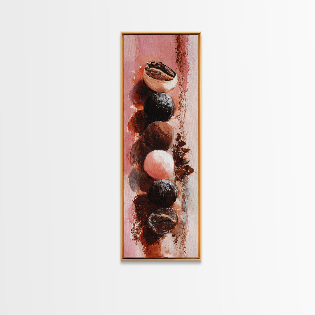 Chocolate Truffle Still Life Framed Canvas Print, Bakery Art, Fine Art, Bakery Decor, Patisserie, Textured Painting, BAK-1x3-79