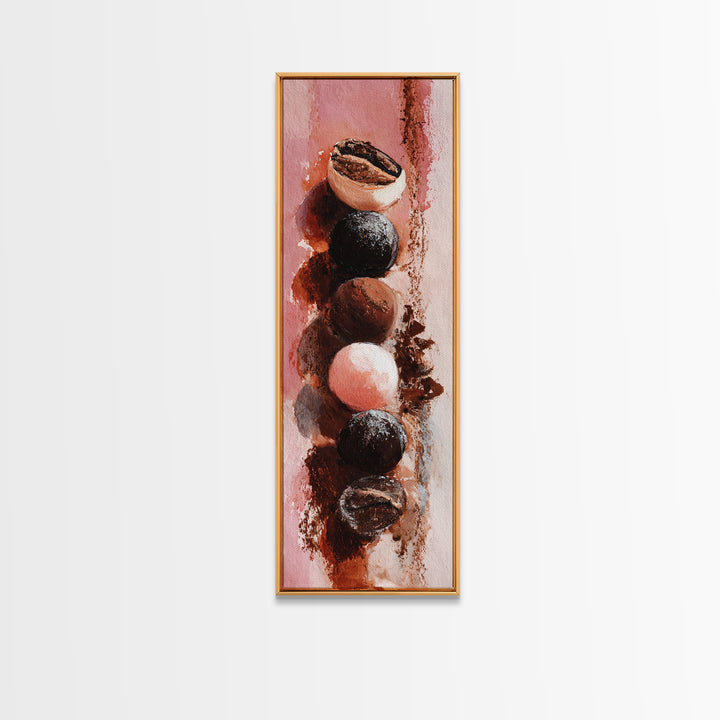 Chocolate Truffle Still Life Framed Canvas Print, Bakery Art, Fine Art, Bakery Decor, Patisserie, Textured Painting, BAK-1x3-79