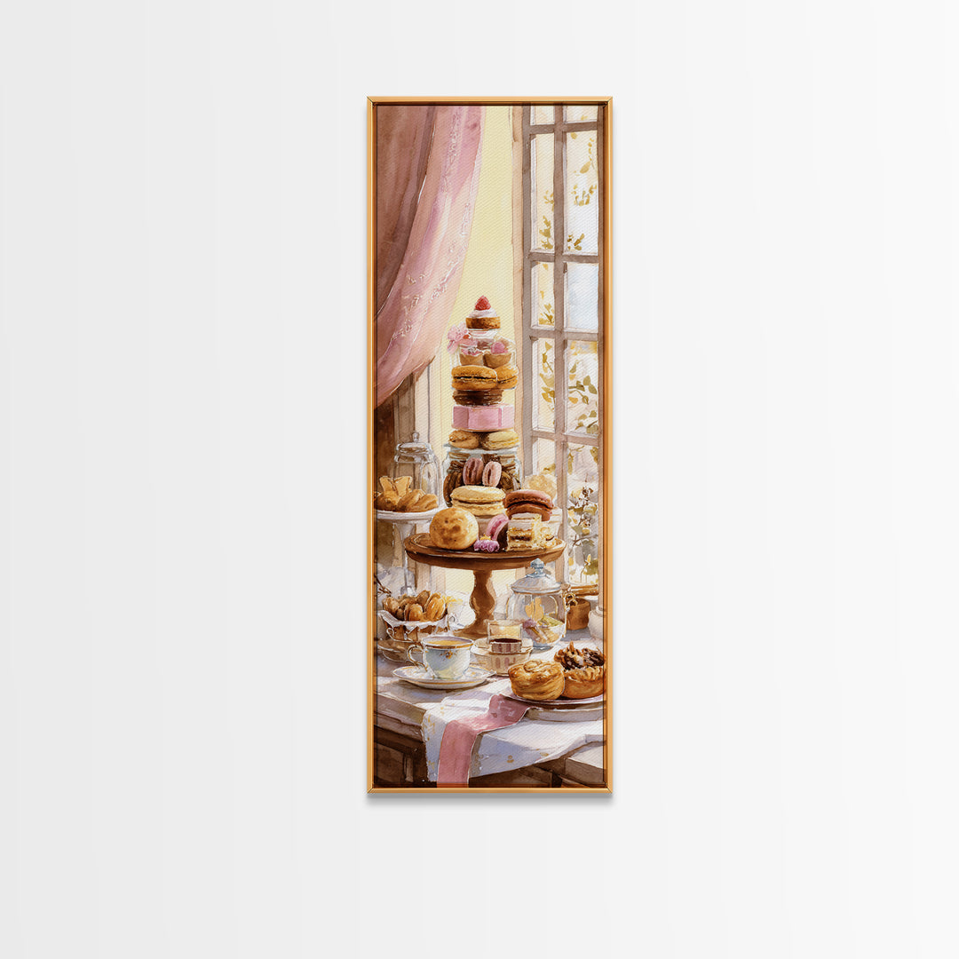 French Patisserie Window Display of Pastel Pastries Canvas Print, Bakery Art, Contemporary Art, Bakery Decor, Patisserie, BAK-1x3-86