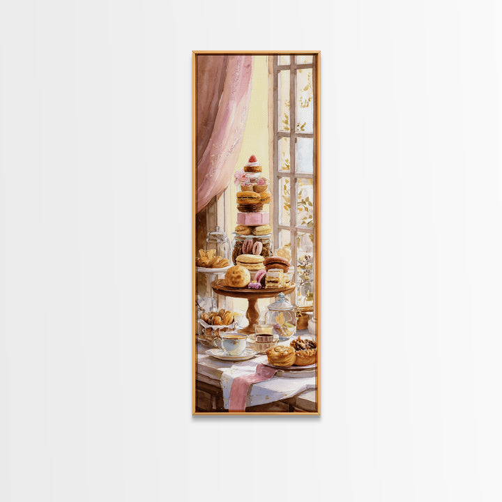 French Patisserie Window Display of Pastel Pastries Canvas Print, Bakery Art, Contemporary Art, Bakery Decor, Patisserie, BAK-1x3-86