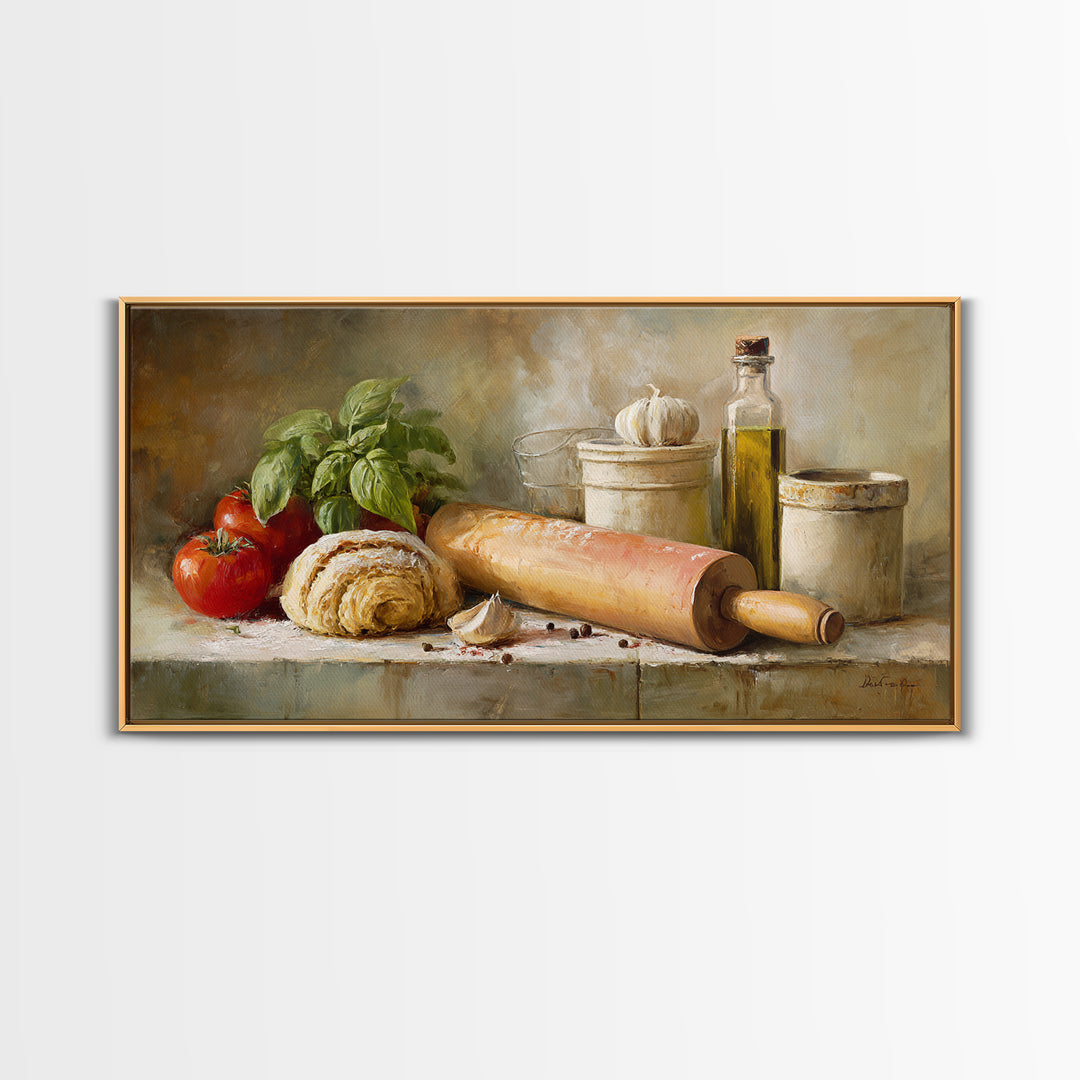 Patisserie Pattern of Rolling Pins and Pastries Canvas Print, Bakery Art, Kitchen Decor, Bakery Decor, Fine Art, Patisserie, BAK-2x1-17