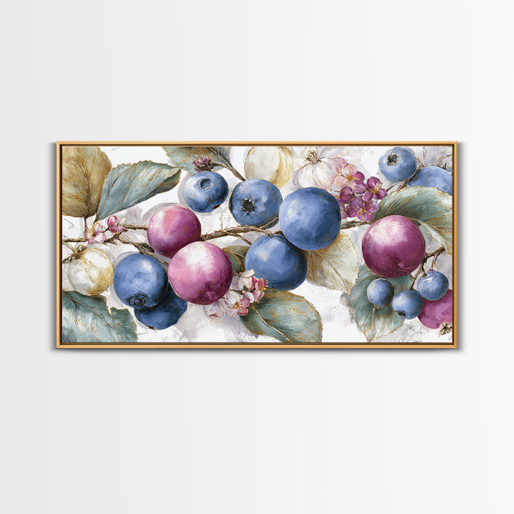 Blueberry Galette with Rustic Farmhouse Texture Framed Canvas Print, Bakery Art, Kids Art, Bakery Decor, Fine Art, Patisserie, BAK-2x1-19