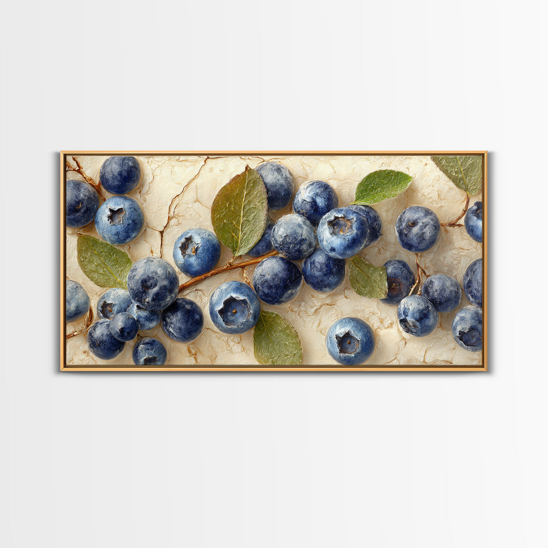 Blueberry Galette with Rustic Farmhouse Texture Framed Canvas Print, Bakery Art, Digital Print, Bakery Decor, Patisserie, BAK-2x1-43