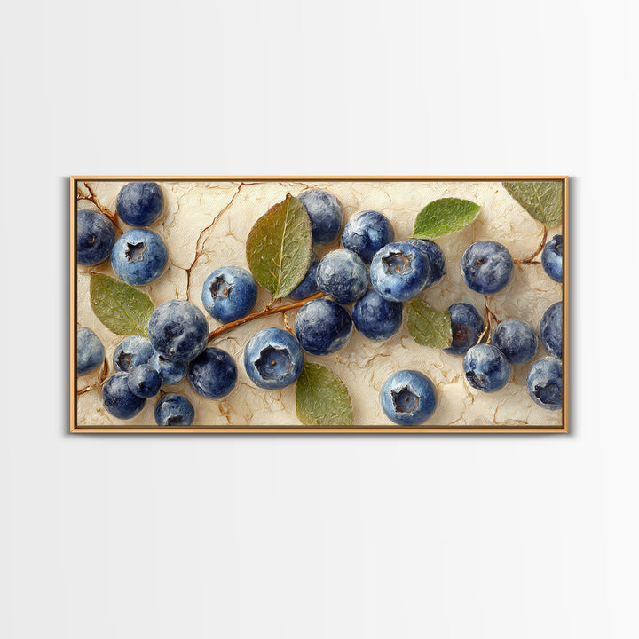Blueberry Galette with Rustic Farmhouse Texture Framed Canvas Print, Bakery Art, Digital Print, Bakery Decor, Patisserie, BAK-2x1-43