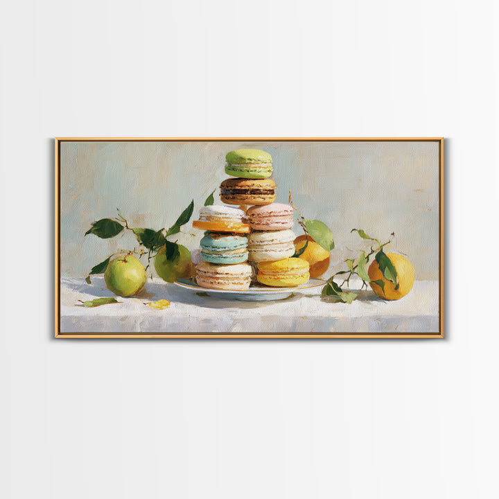 Single Perfect Macaron Tower Canvas Print, Bakery Art, Kitchen Prints, Bakery Decor, Oil Painting, Patisserie, Fine Art, BAK-2x1-47