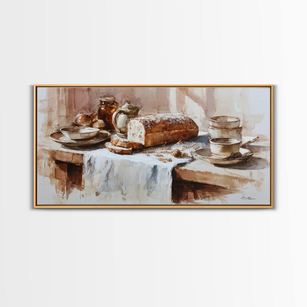 Rustic Loaf of Bread Canvas Print, Bakery Art, Art Print, Bakery Decor, Fine Art, Patisserie, Kitchen Print, Coffee Wall Art, BAK-2x1-48