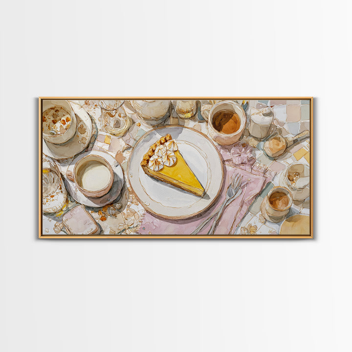 Lemon Meringue Pie Slice Canvas Print, Bakery Art, Art Print, Bakery Decor, Patisserie, Kitchen Print, Coffee Wall Art, BAK-2x1-54