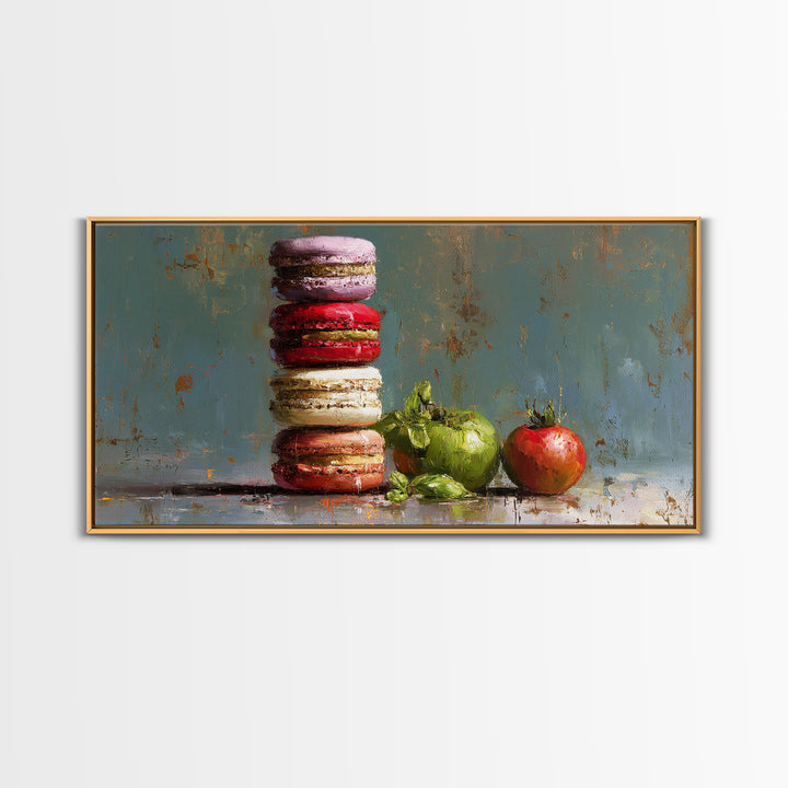 Single Perfect Macaron Tower Canvas Print, Bakery Art, French Wall Art, Bakery Decor, Abstract Art, Patisserie, Room Decor, BAK-2x1-71